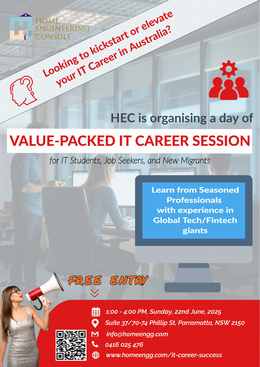 HEC Free IT Career Session flyer, free entry, 22 June 2025, Parramatta